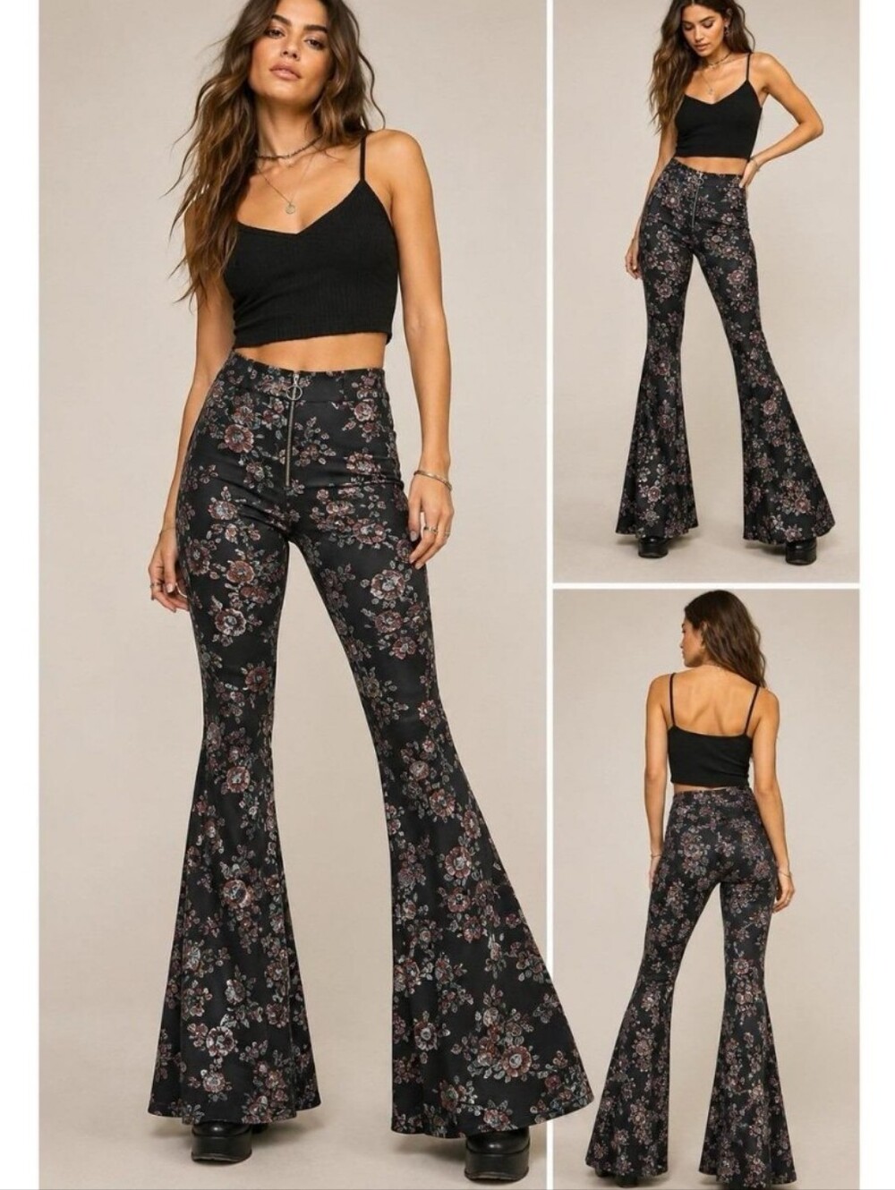 Free People Born To Be Wild Printed Ultra Flare Leg Pants